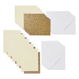 Cricut Joy Cards, Inserts, and Envelopes - Cream/Gold Glitter, Package of 10 (Cards, Inserts, and Envelopes shown out of packaging)