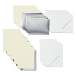 Cricut Joy Cards, Inserts, and Envelopes - Cream/Silver Brush, Package of 10 (Cards, Inserts, and Envelopes shown out of packaging)