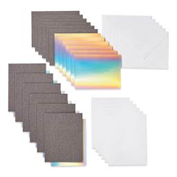 Cricut Joy Cards, Inserts, and Envelopes - Gray/Silver Holographic, Package of 12 (Cards, Inserts, and Envelopes shown out of packaging)