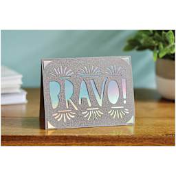 Cricut Joy Cards, Inserts, and Envelopes - Gray/Silver Holographic, Package of 12 (Bravo Card)
