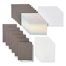 Cricut Joy Cards, Inserts, and Envelopes - Gray/Silver Matte Holographic, Package of 12 (Cards, Inserts, and Envelopes shown out of packaging)