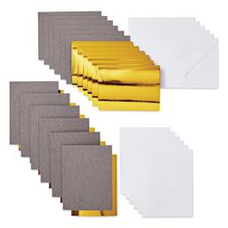 Cricut Joy Cards, Inserts, and Envelopes - Gray/Gold Metallic, Package of 12 (Cards, Inserts, and Envelopes shown out of packaging)