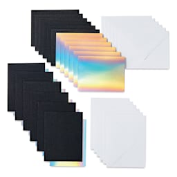 Cricut Joy Cards, Inserts, and Envelopes - Black/Silver Holographic, Package of 12 (Cards, Inserts, and Envelopes shown out of packaging)