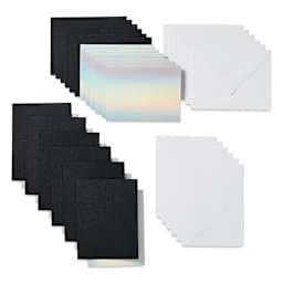 Cricut Joy Cards, Inserts, and Envelopes - Black/Silver Matte Holographic, Package of 12 (Cards, Inserts, and Envelopes shown out of packaging)