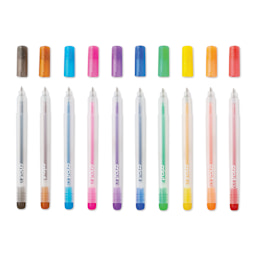 Cricut Joy Gel Pens - Glitter Rainbow, Set of 10, out of the packaging with caps off