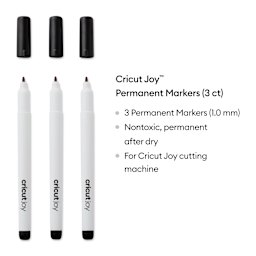 Cricut Joy Permanent Markers - Black, Set of 3, ouside of the packaging with caps off