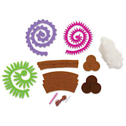Leisure Arts Mini Maker Felt Succulent Kit - Purple/Pink (Kit contents)
