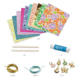 Djeco Do It Yourself Paper Bead Bracelets Kit contents with quantities