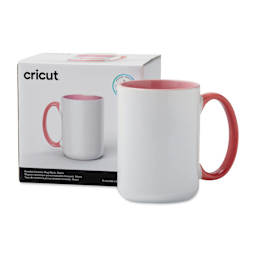 Cricut Mug Blank - Beveled, 15 oz, Miami, in front of the packaging. 