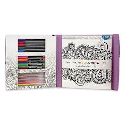 SpiceBox Sketch Plus Deluxe Meditative Adult Coloring Kit (Kit contents)