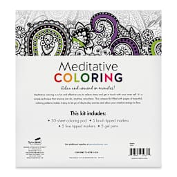 SpiceBox Sketch Plus Deluxe Meditative Adult Coloring Kit (Back of packaging)