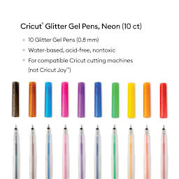 Cricut Gel Pen Set - Set of 10, Rainbow Glitter, 0.8 mm