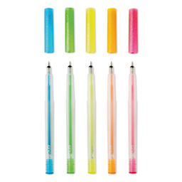 Cricut Gel Pen Set - Set of 5, Neon Glitter, 0.8 mm (Caps off)
