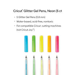 Cricut Gel Pen Set - Set of 5, Neon Glitter, 0.8 mm