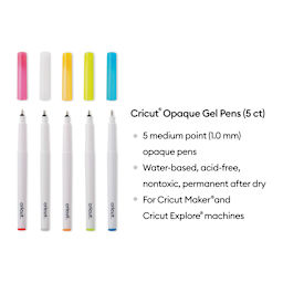 Cricut Gel Pen Set - Set of 5, Opaque, 1 mm
