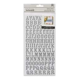American Crafts Thickers Glitter Letter Sticker Sheets - Silver (Front of packaging)