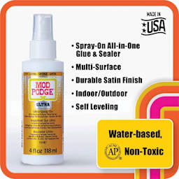 Mod Podge Ultra Spray Glue - Satin, display of the features and specifications