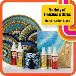 Mod Podge Ultra Spray Glue - Bottles of various finishes and sizes laid out