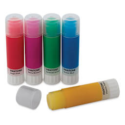Pantone Glue Sticks - Front of 5 multi-color Glue Sticks
