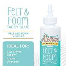 Felt and Foam Tacky Glue: felt and foam adhesive. Ideal for: felt and foam, fabrics, crafts, and costumes