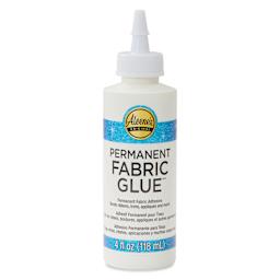 Aleene's Permanent Fabric Glue - 4 oz, front of the squeeze bottle