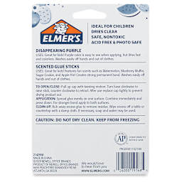 Elmer’s Scented Glue Sticks - Sweet, Pkg of 4, back of the packaging