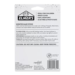 Elmer’s Scented Glue Sticks - Fruity, Pkg of 4, back of the packaging