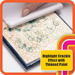 Mod Podge One-Step Crackle Effect, demonstration of effect being highlighted with thinned paint