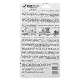 DAP Weldwood Instant Wood Adhesive - back of packaging