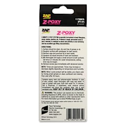 Zap Z-Poxy 5 Minute Epoxy Formula - 4 oz Set - back of packaging