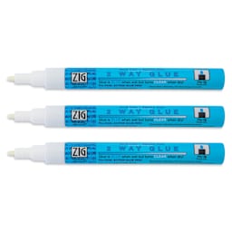 Kuretake Zig 2 Way Glue Pen - Fine Tip, Pkg of 3