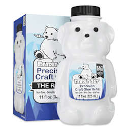 Bearly Art Precision Craft Glue Bear Refill - 11 oz - packaging and bear