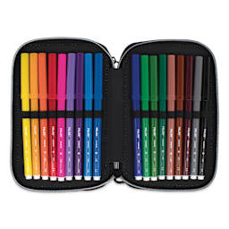 Milan Sunset Series Double Decker Pencil Case with Supplies, fiber pens