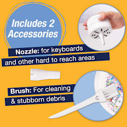 Faber-Castell Creative Studio Artist Desktop Vacuum - White, showing included nozzle and brush