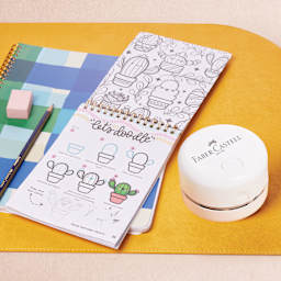 Faber-Castell Creative Studio Artist Desktop Vacuum - White, contents of the box laid out