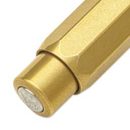 Kaweco Brass Sport Ballpoint Pen - Blue Ink - close-up of push mechanism