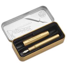 Kaweco Brass Sport Fountain Pen - Broad Nib, Blue Ink - in packaging