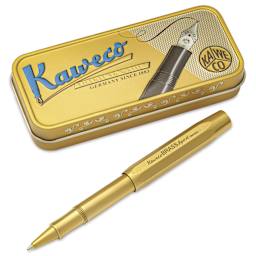 Kaweco Brass Sport Rollerball Pen - Black Ink - pen and packaging