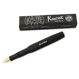 Kaweco Classic Sport Fountain Pen - Black, Medium, pen next to packaging