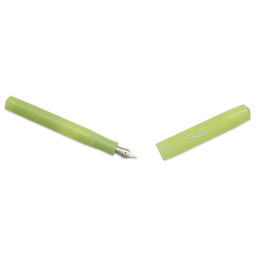 Kaweco Frosted Sport Fountain Pen - Fine Lime, Fine, cap removed