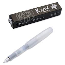 Kaweco Frosted Sport Fountain Pen - Coconut, Medium, pen next to packaging