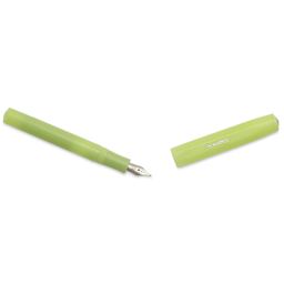Kaweco Frosted Sport Fountain Pen - Fine Lime, Broad, cap removed