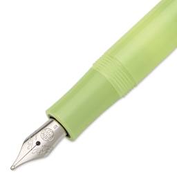 Kaweco Frosted Sport Fountain Pen - Fine Lime, Broad, close-up of the nib