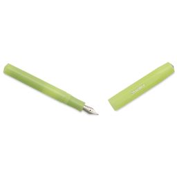 Kaweco Frosted Sport Fountain Pen - Fine Lime, Extra-Broad, cap removed
