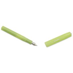 Kaweco Frosted Sport Fountain Pen - Fine Lime, Extra-Fine, cap removed