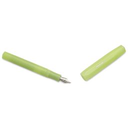 Kaweco Frosted Sport Fountain Pen - Fine Lime, Medium, cap removed