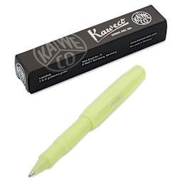 Kaweco Frosted Sport Rollall Pen - Fine Lime, pen next to the packaging