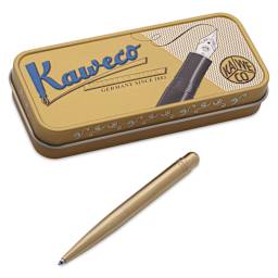 Kaweco Liliput Retractable Ballpoint Pen - Brass, pen and packaging