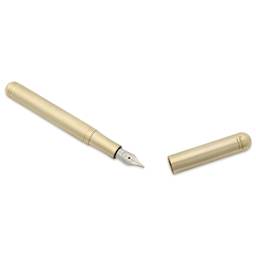 Kaweco Liliput Fountain Pen - Brass, Extra-Broad, cap removed