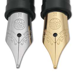 Kaweco 060 Fountain Pen Nibs, close-up of Gold and Silver Medium nibs